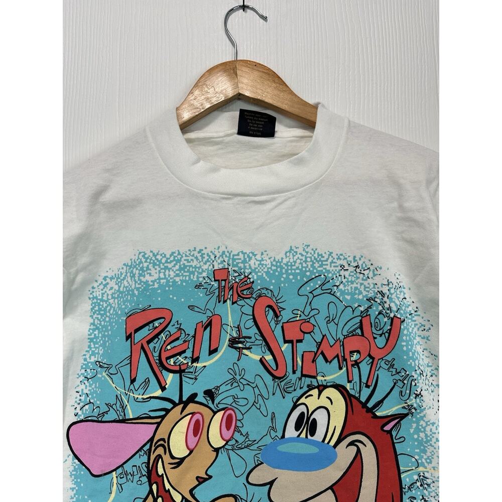 Vintage 1991 Ren & Stimpy Nicktoons 90s Changes Graphic Tee L Made USA - Picture 4 of 9